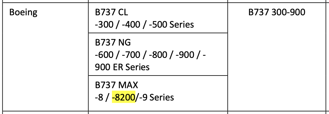 Boeing 737 300-900 typerating variants